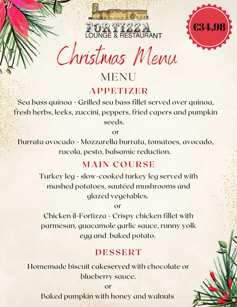 Christmas Menu – Fortizza Lounge Bar & Restaurant